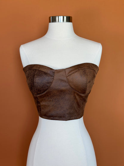 Strapless Top Faux Suede