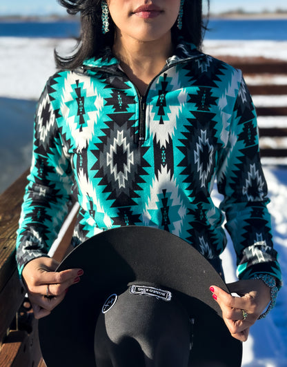 Turquoise Aztec Pullover Jacket