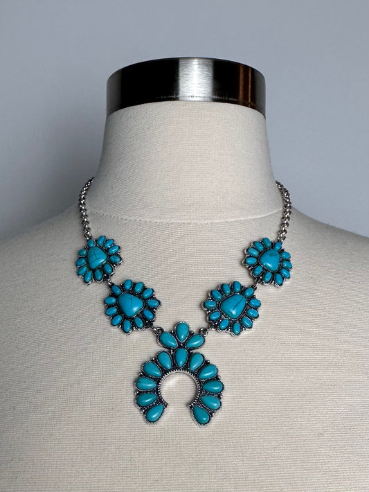 Turquoise Blossom Necklace and Earring Set