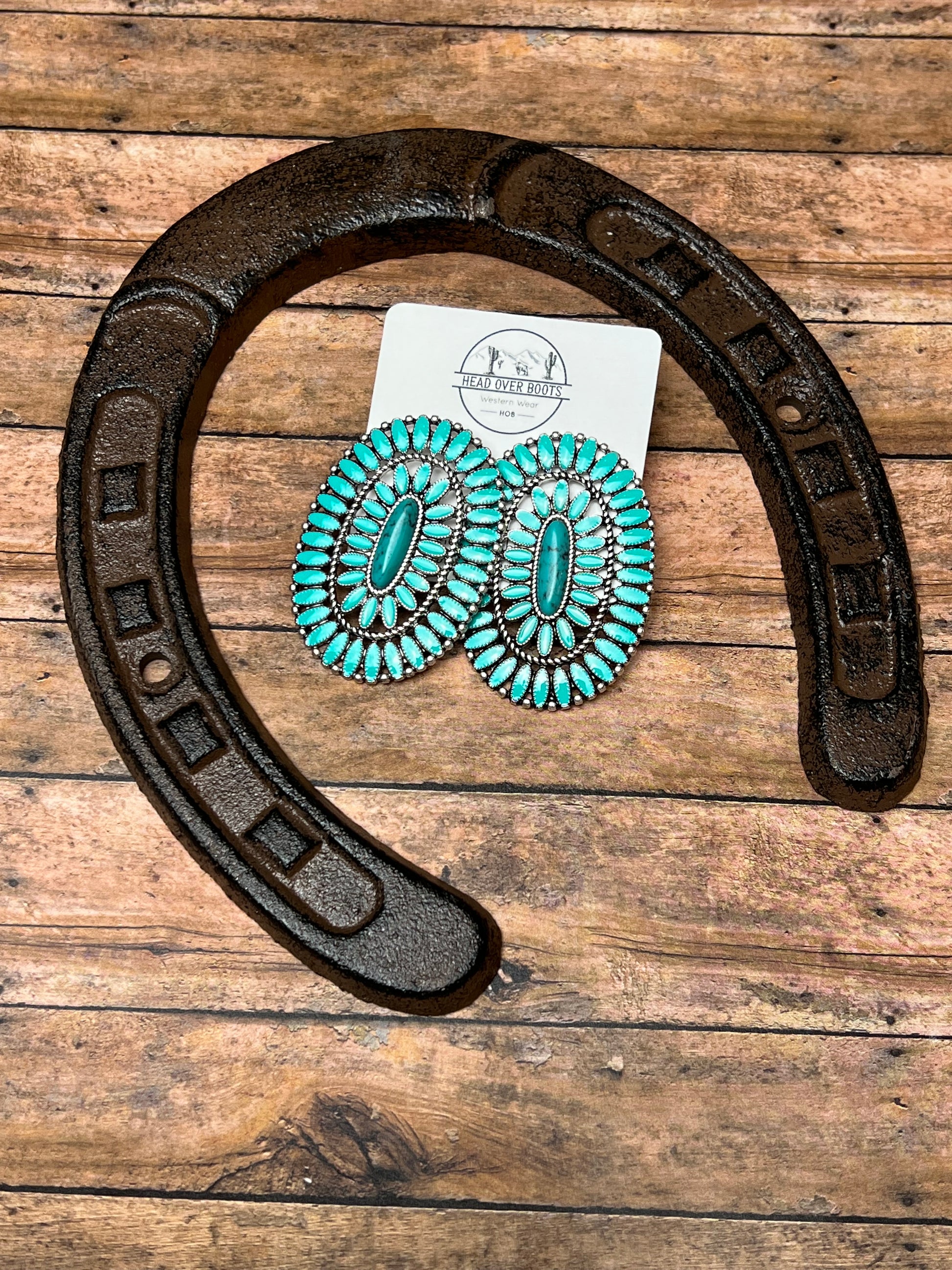 Turquoise Mar Concho Earrings