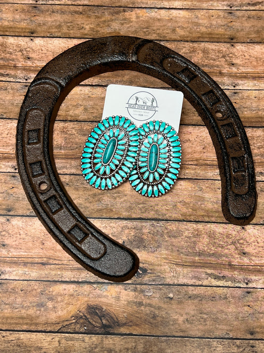 Turquoise Mar Concho Earrings