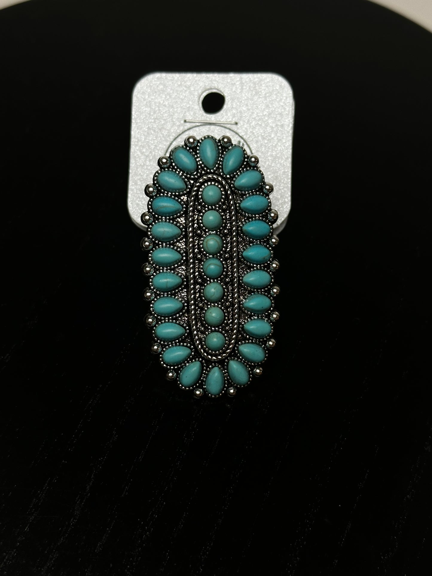 Turquoise Stone Stripe Oval Ring